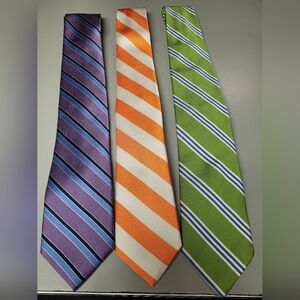 Jos. A. Bank Striped Purple, Orange, and Green Ties Set